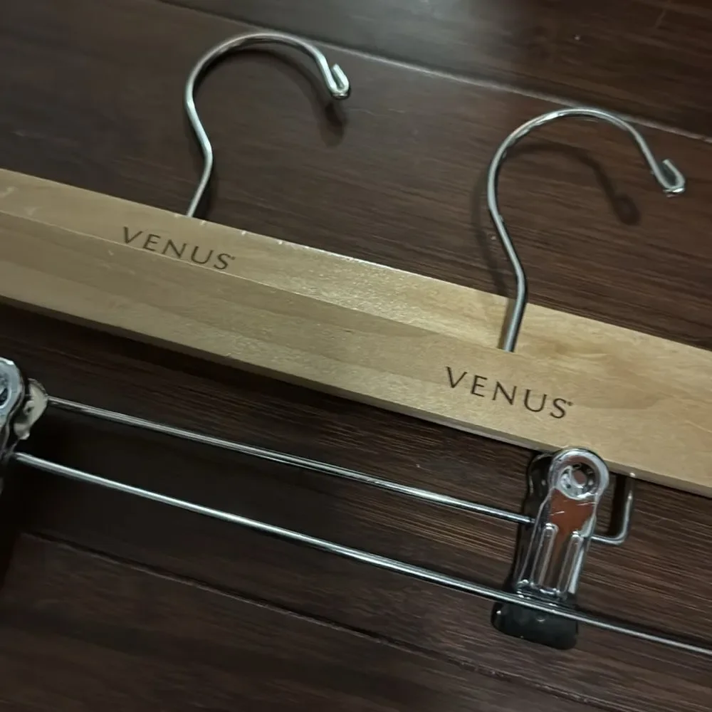 4 Pack - Wooden Hangers - Great Condition - Light Wood / Silver Pant Hanger